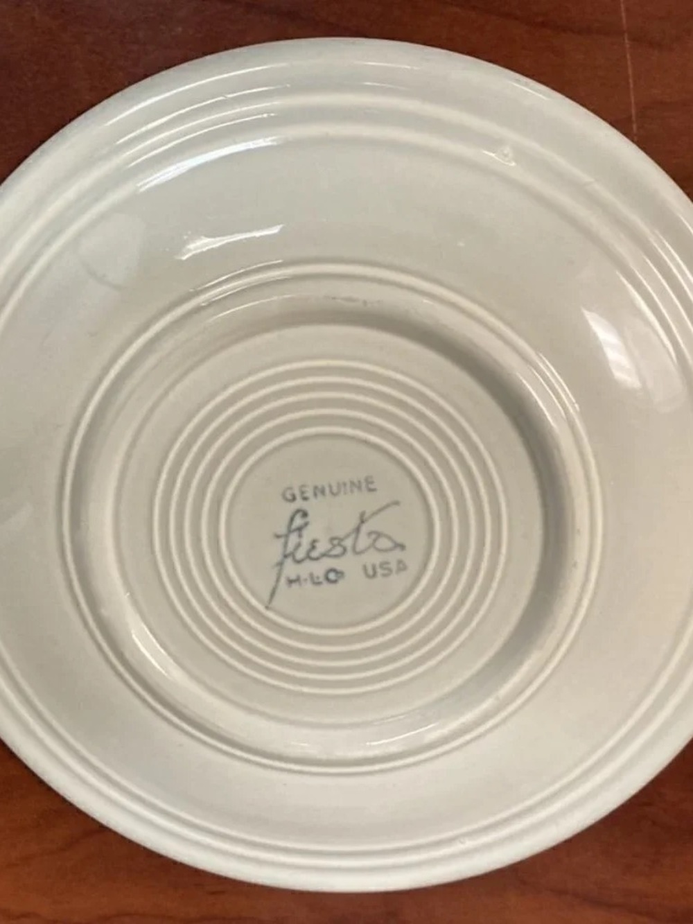 Fiesta White Ceramic Saucer with Concentric Ring Detail